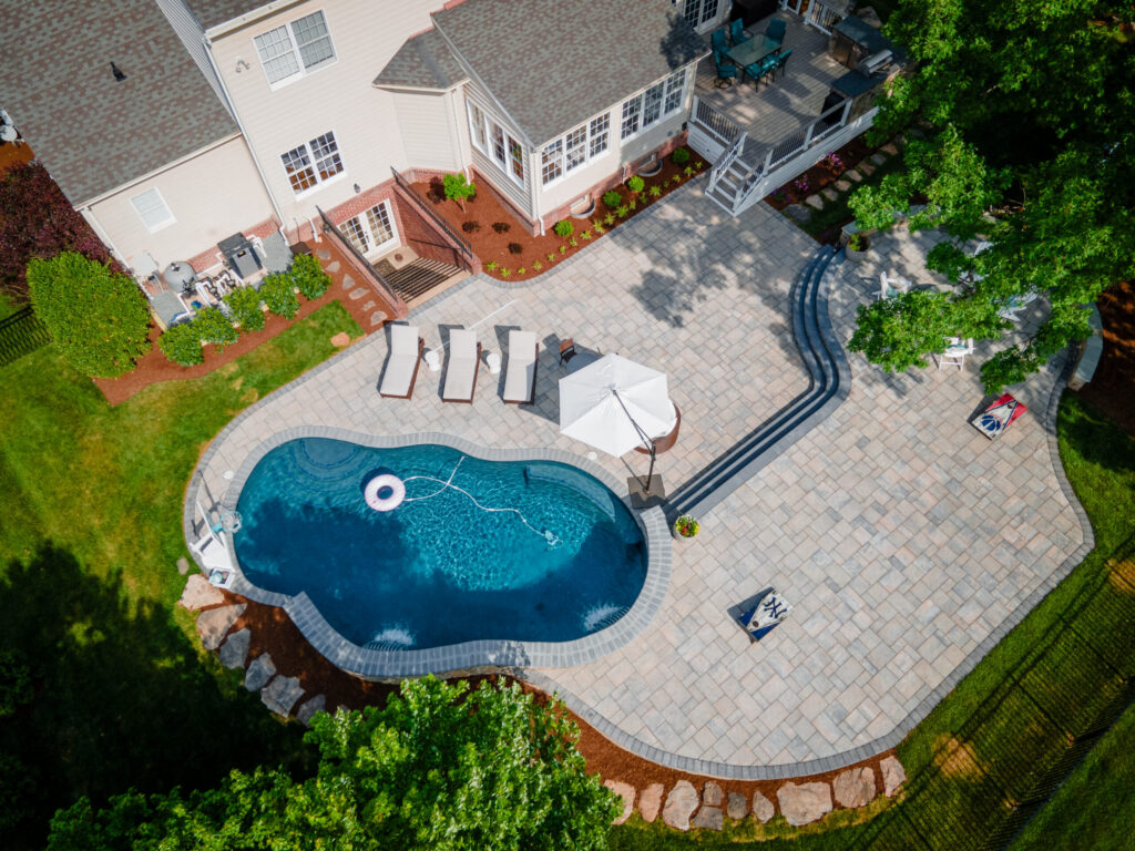 Pool area with pavers