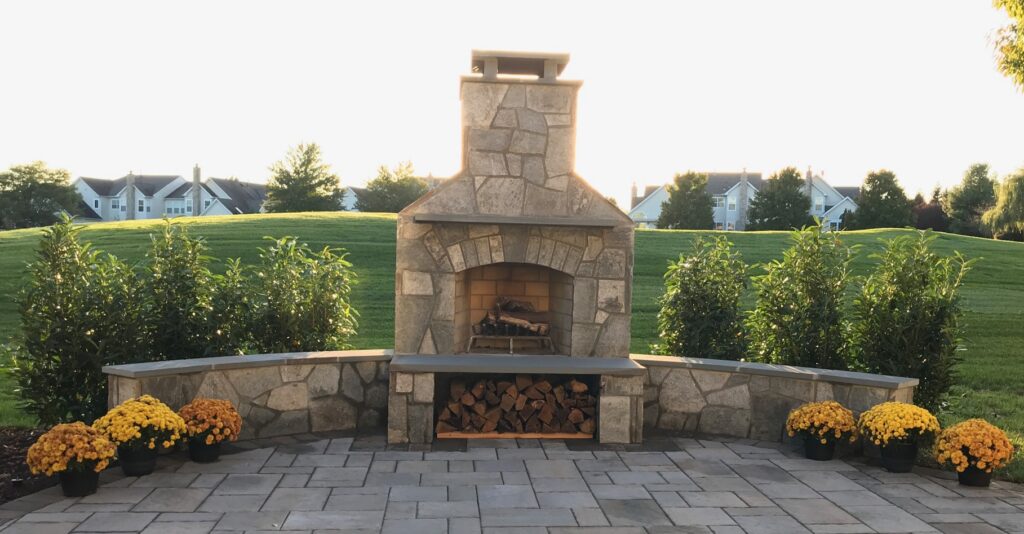 Sunburst Construction offers outdoor fire features like this outdoor fireplace in Northern VA
