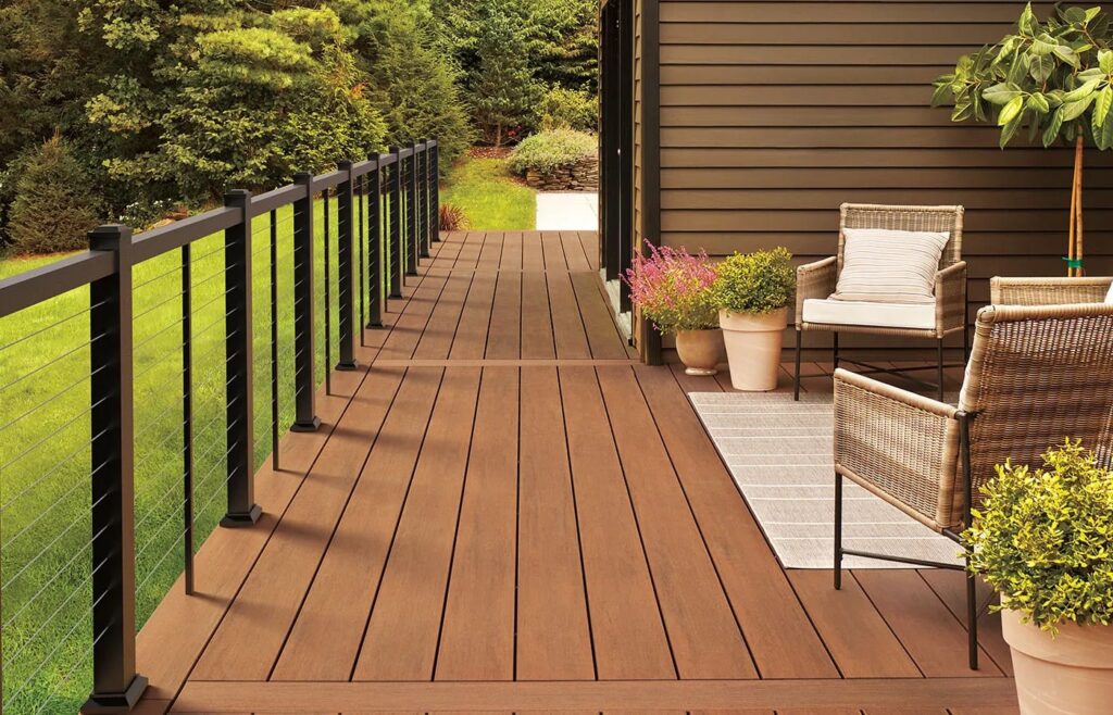 TimberTeck deck with light brownish red boards